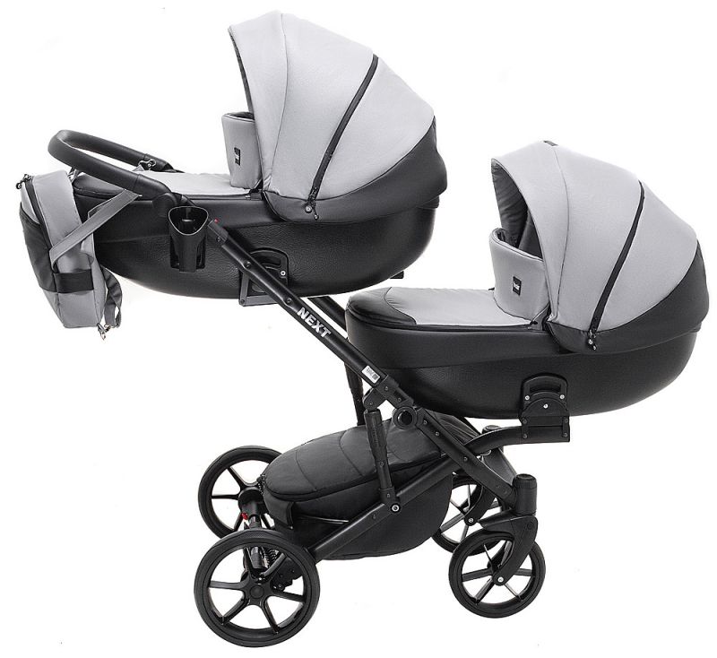 Коляска 2 в 1 для двойни Bair Next DUO Soft 31 серый