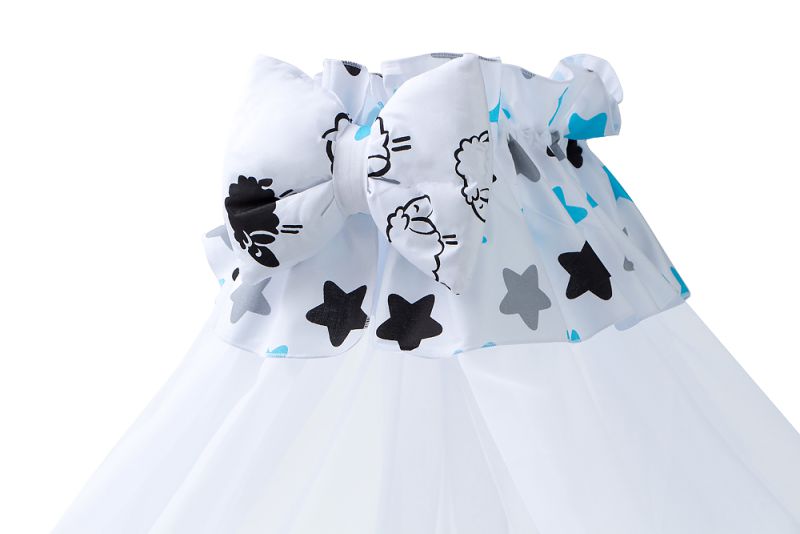 Детская постель Babyroom Classic Bortiki-01 (8 элементов)  белый (барашки, звездочки)