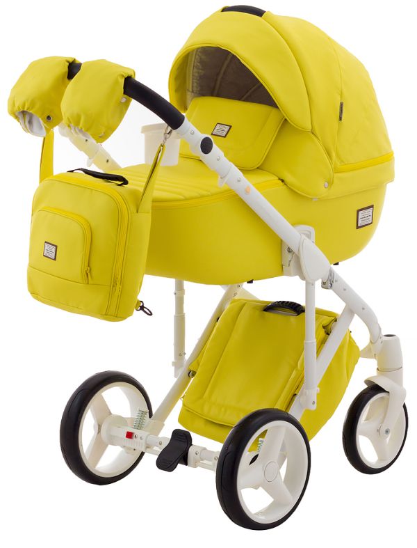Коляска 2 в 1 Adamex Luciano шкіра 100% Q108/B лимонний