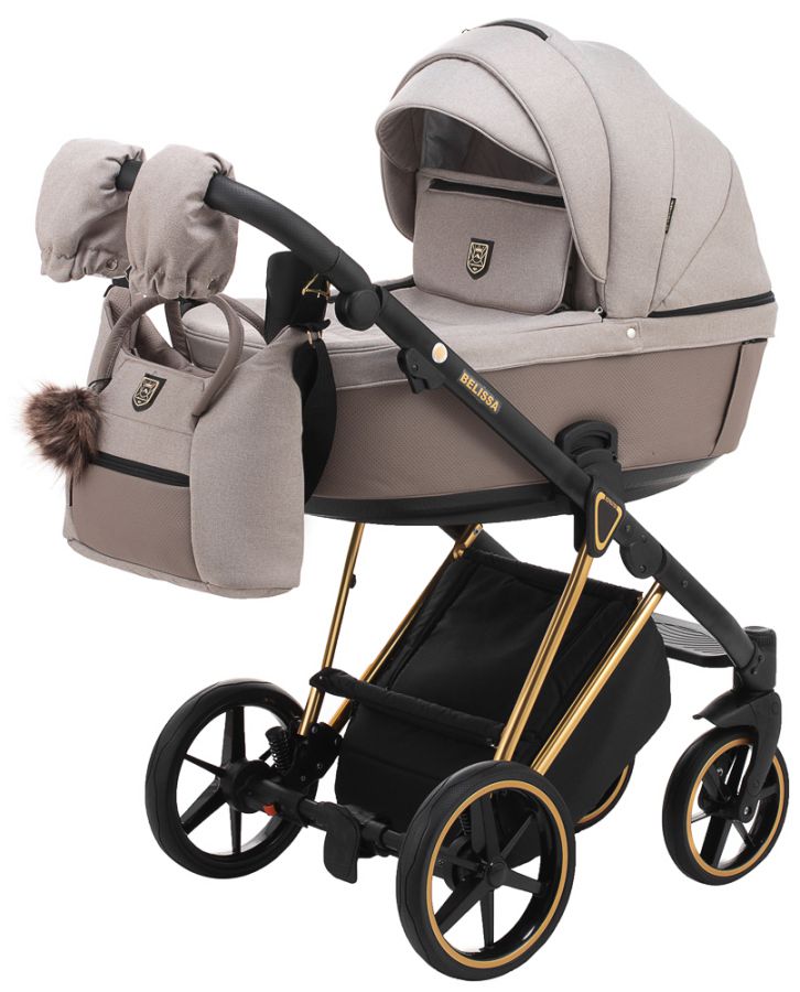Коляска 2 в 1 Adamex Belissa Special Edidion (Gold) PS-608 капучіно - капучіно шкіра (перфорація)