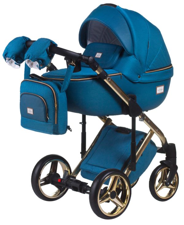 Коляска 2 в 1 Adamex Luciano Polar (Gold) Y826 синій (шкіра) - синій