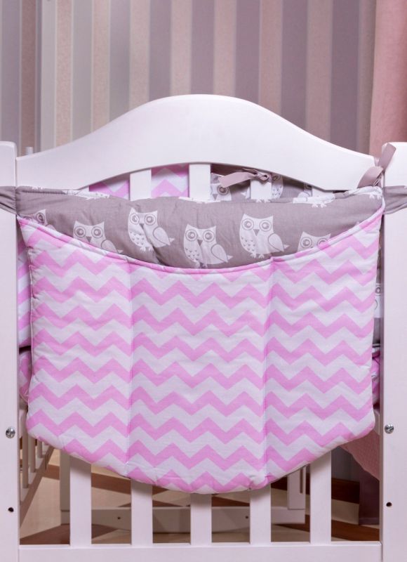 Дитяча постільна білизна Babyroom Bortiki lux-08 sowa рожевий - сірий