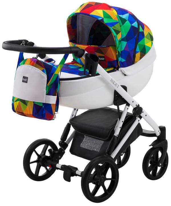 Коляска 2 в 1 Bair Next White Special 66 кольоровий (калейдоскоп)