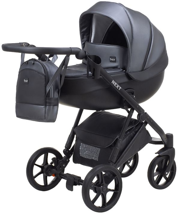 Коляска 2 в 1 Bair Next шкіра 100% 19 графіт (перламутр)