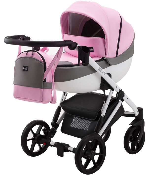 Коляска 2 в 1 Bair Next White шкіра 100% 60 світло-рожевий
