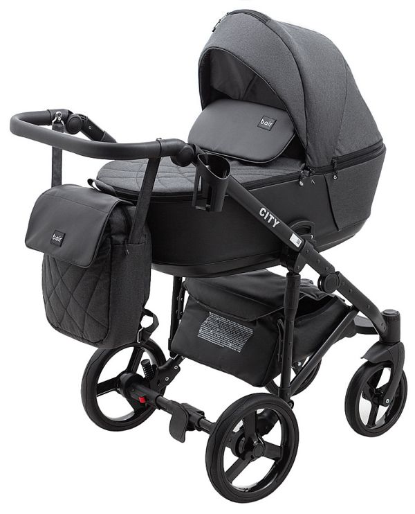 Коляска 2 в 1 Bair City Soft 219 графит - черная кожа Коляска 2 в 1 Bair City Soft 219 графит - черная кожа