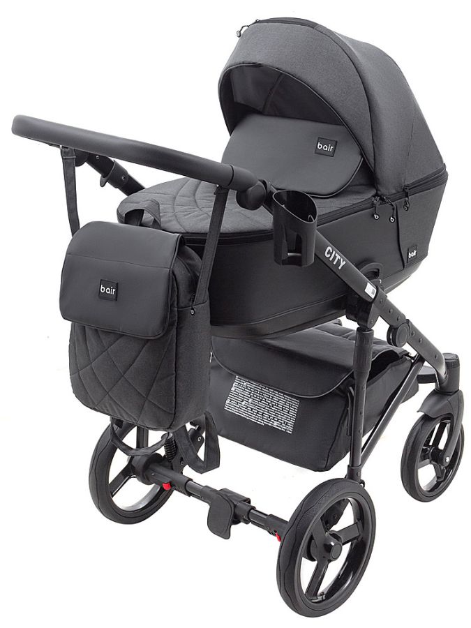 Коляска 2 в 1 Bair City Soft 222 черный - черная кожа