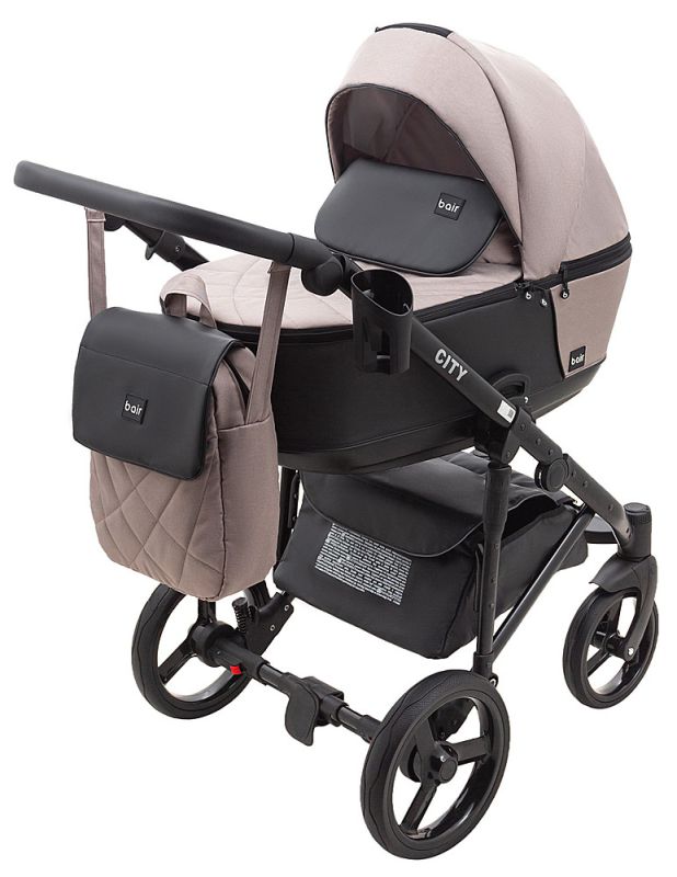 Коляска 2 в 1 Bair City Soft 455 капучино - черная кожа