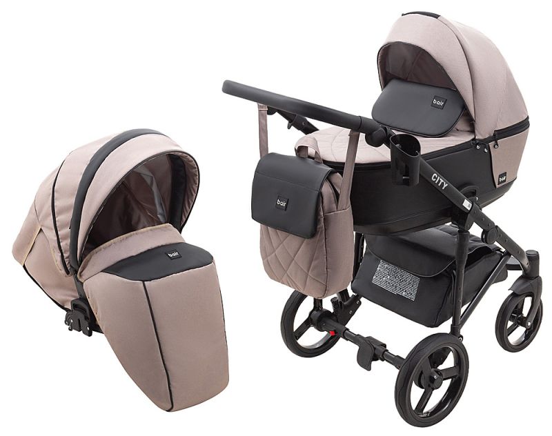 Коляска 2 в 1 Bair City Soft 455 капучино - черная кожа