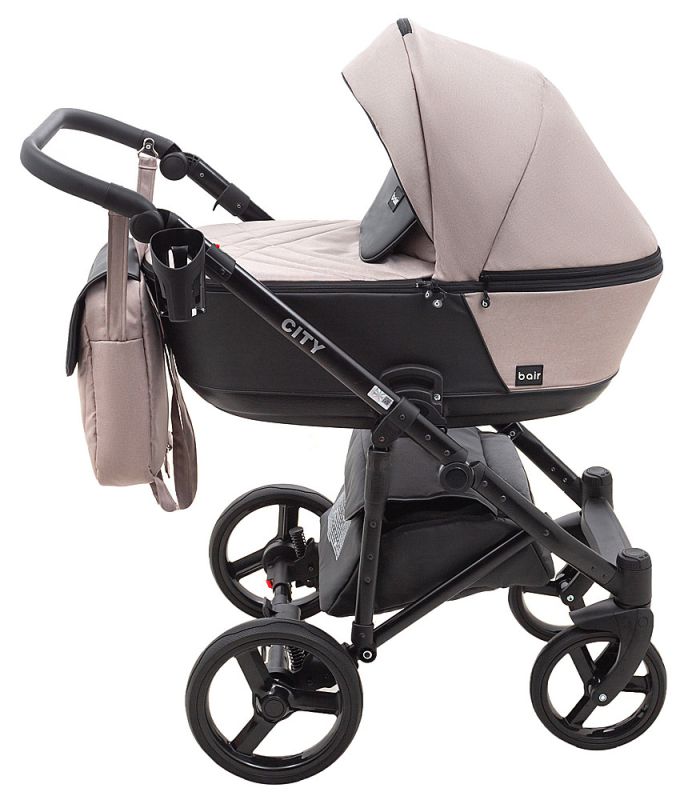 Коляска 2 в 1 Bair City Soft 455 капучино - черная кожа