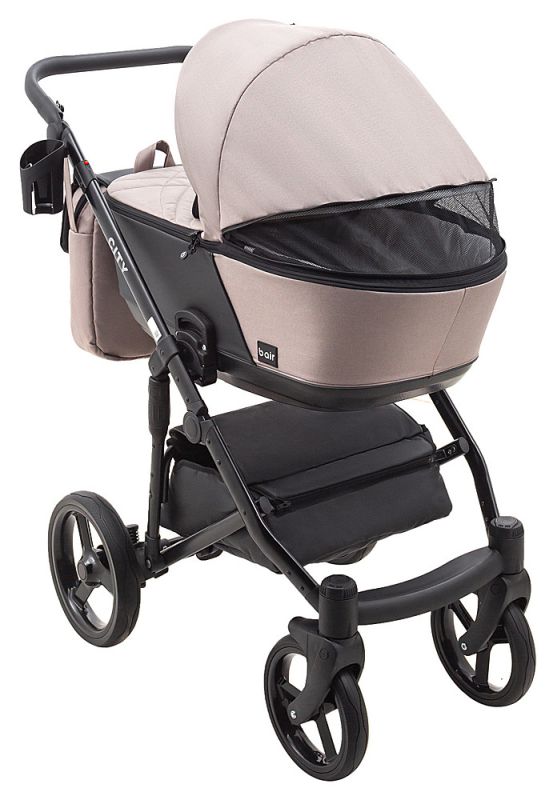 Коляска 2 в 1 Bair City Soft 455 капучино - черная кожа