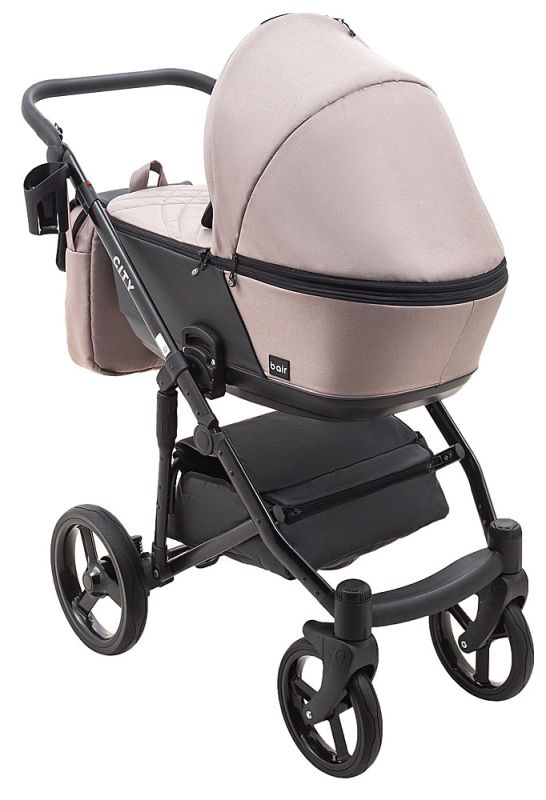 Коляска 2 в 1 Bair City Soft 455 капучино - черная кожа