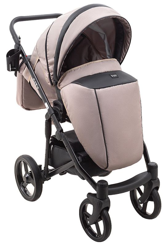 Коляска 2 в 1 Bair City Soft 455 капучино - черная кожа