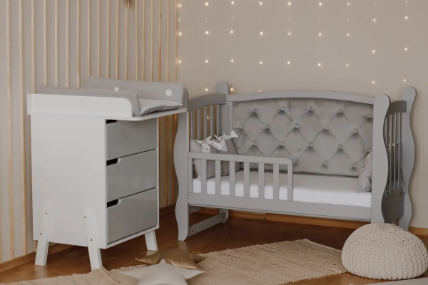 Дитяче ліжечко Angelo "Габрієль" сіре (велюр)