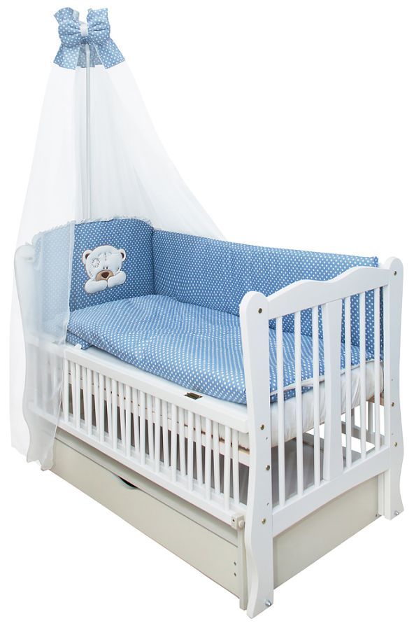 Кровать Babyroom Волна маятник, ящик, откидной бок DHMYO-11  бук белый