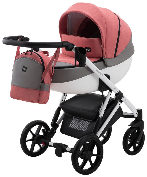 Коляска 2 в 1 Bair Next White Soft 53 кораловий