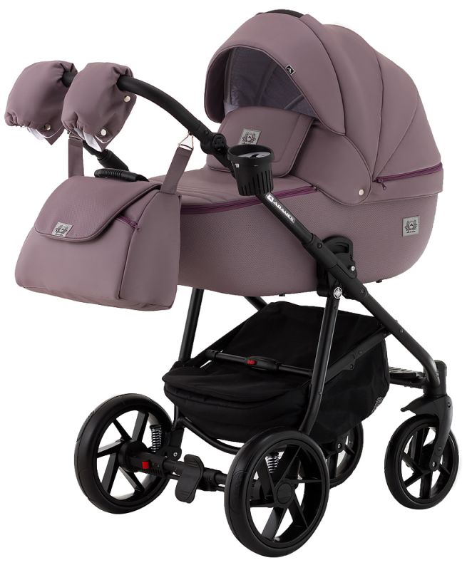 Коляска 2 в 1 Adamex Hybryd Plus шкіра 100% BR332 бузковий