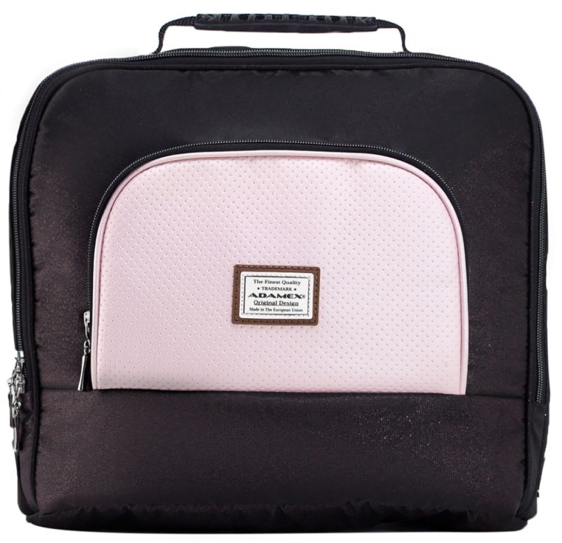 Коляска 2 в 1 Adamex Mimi Polar (Chrome) Y839-A черный (люрикс) - розовый (пудра) кожа (выдавленная точка)