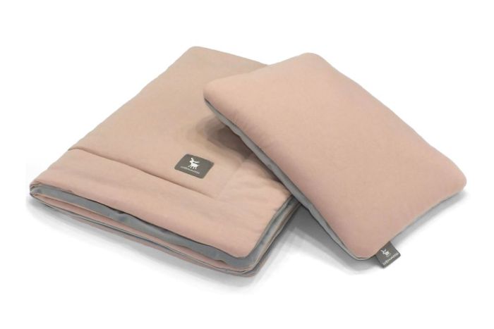 Плед с подушкой Cottonmoose Cotton Velvet 408/113/117 powder pink cotton jersey velvet gray (розовая пудра с серым (бархат))