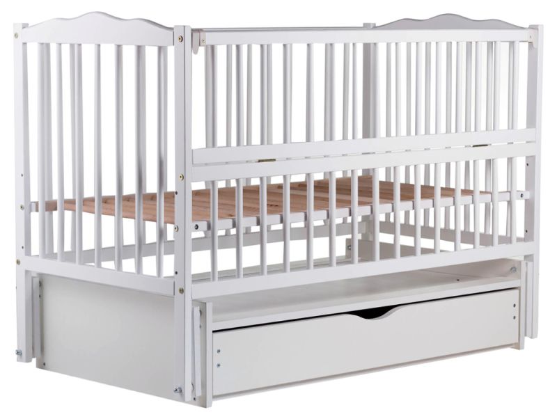 Кровать Babyroom Радуга маятник, ящик, откидной бок DVMYO-3  бук белый