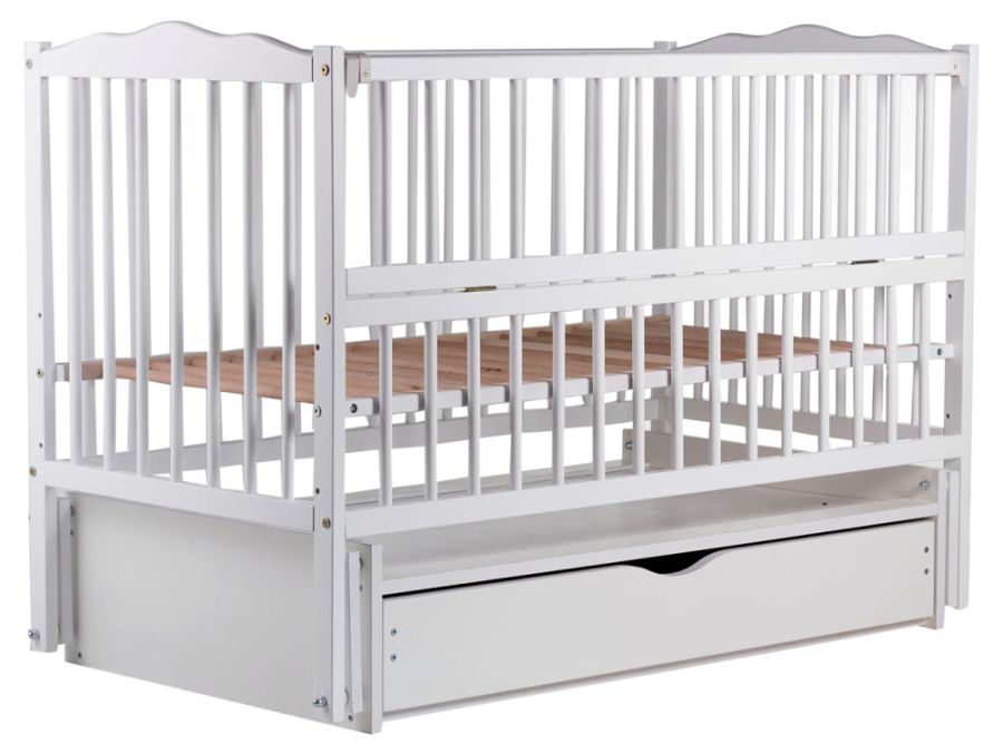 Кровать Babyroom Радуга маятник, ящик, откидной бок DVMYO-3  бук белый