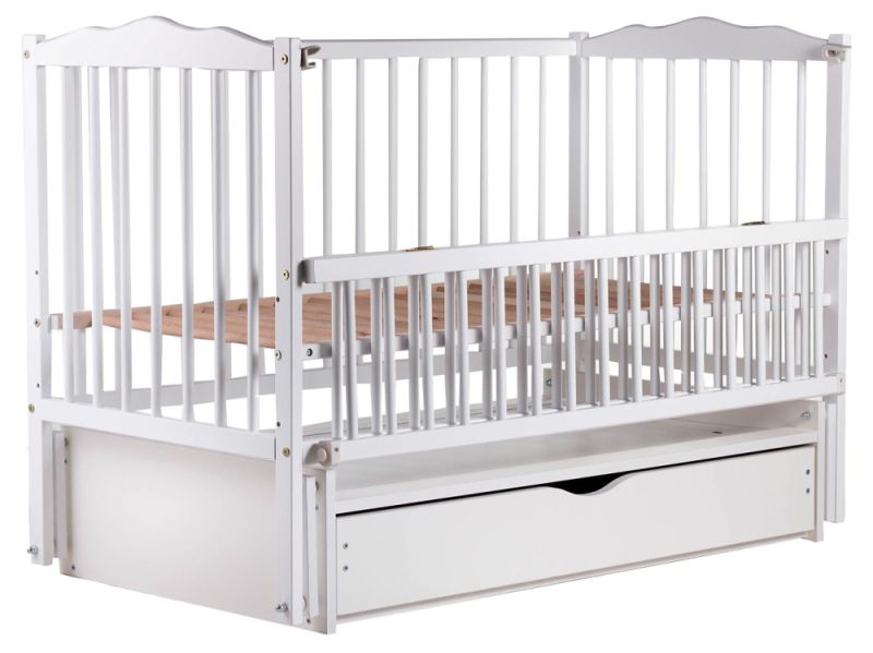 Кровать Babyroom Радуга маятник, ящик, откидной бок DVMYO-3  бук белый