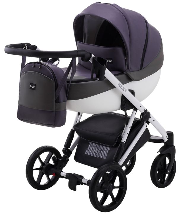 Коляска 2 в 1 Bair Next White шкіра 100% 61 бузок