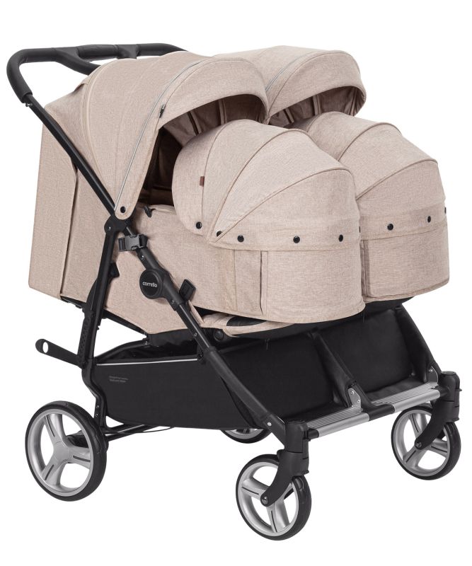 Коляска 2 в 1 для двойни CARRELLO Connect CRL-5502/1 Cotton Beige c переноска +дождевик