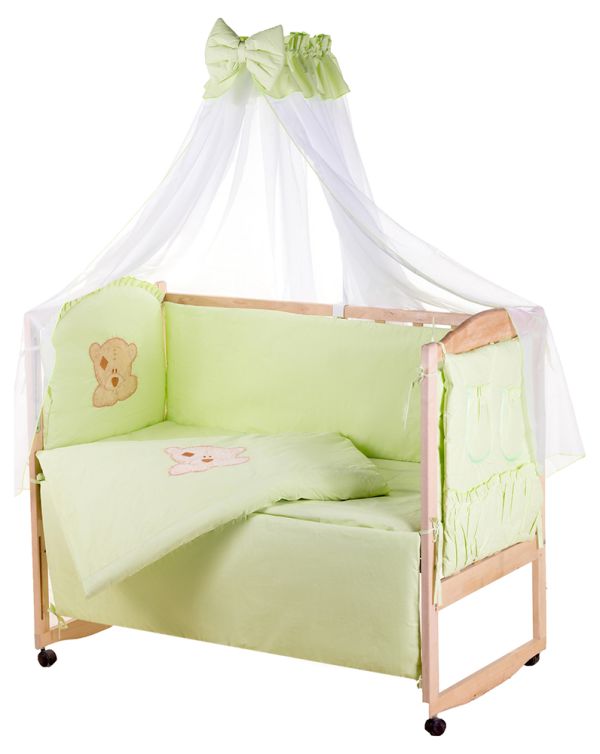 Дитяче ліжко Qvatro Gold AG-08 аплікація салатовий (ведмедик мордочка штопана)