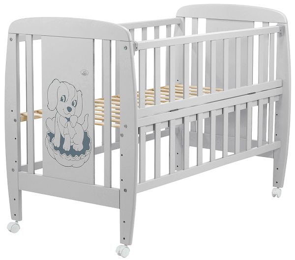 Ліжко Babyroom Собачка відкидний бік, колеса DSO-01 бук сірий Ліжко Babyroom Собачка відкидний бік, колеса DSO-01 бук сірий