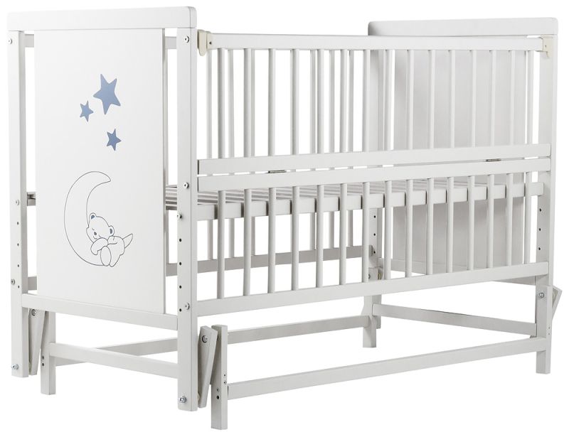 Кровать Babyroom Медвежонок M-02 маятник, откидной бок  бук белый