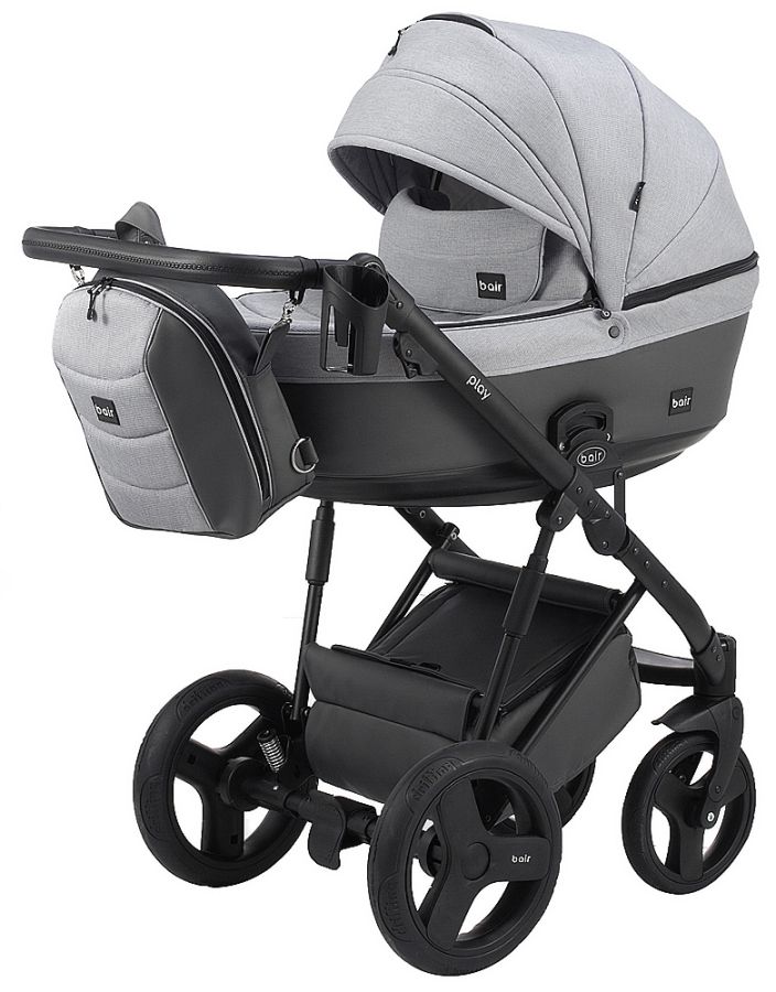 Коляска 2 в 1 Bair Play Plus Soft BPS-218 серый - графит (кожа)