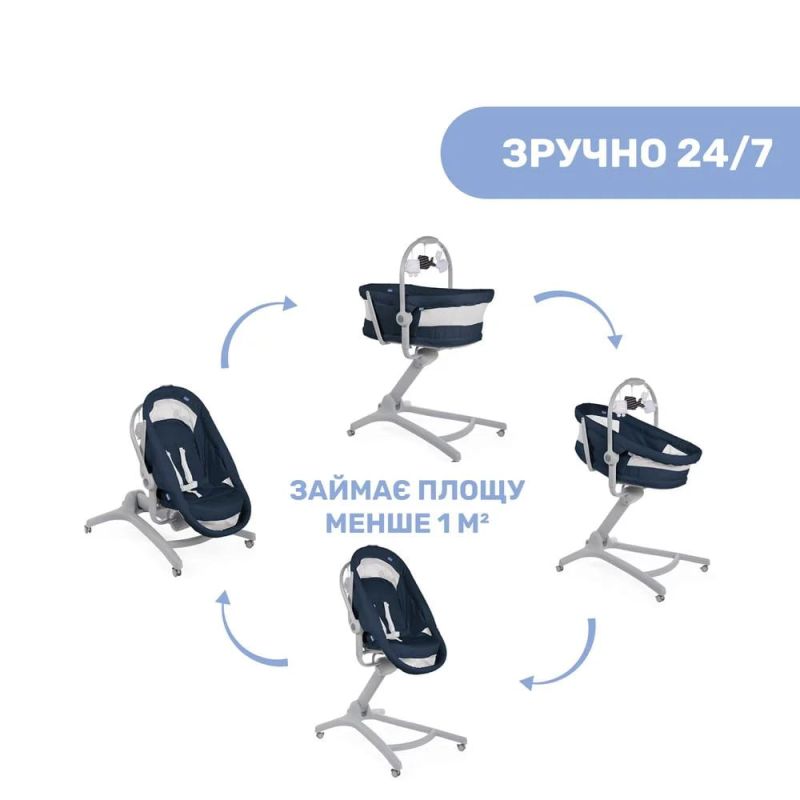 Кроватка-стульчик Chicco Baby Hug AIR 4 в 1 India Ink