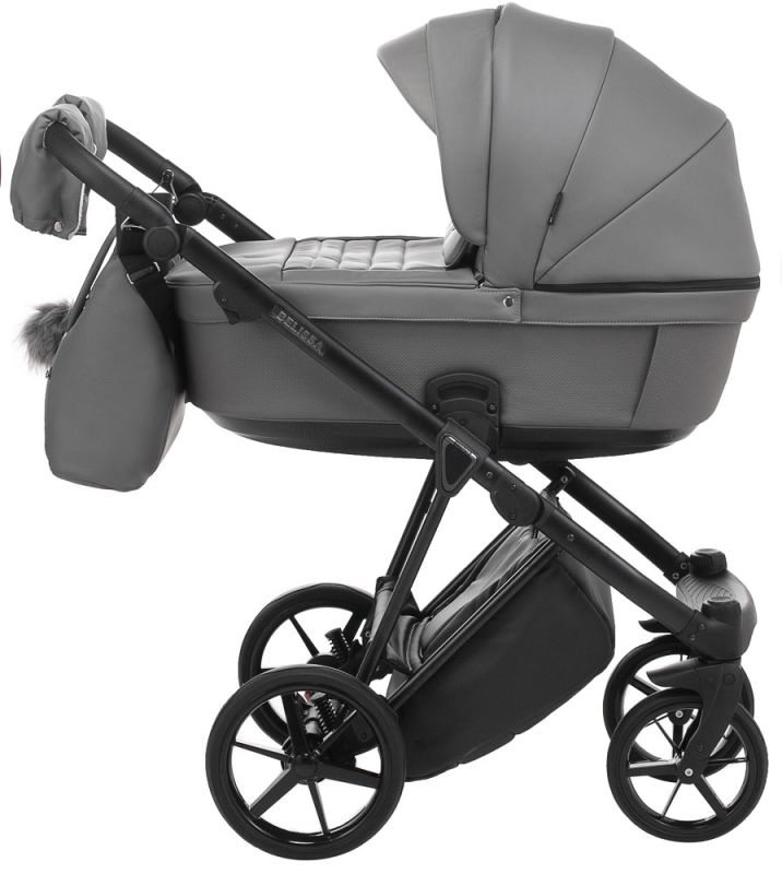 Коляска 2 в 1 Adamex Belissa ECO кожа 100% SA-4 темно-серый
