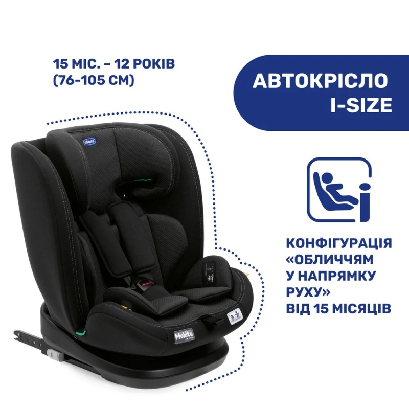 Автокресло Chicco Mokita i-Size, группа 1/2/3 Classic Black