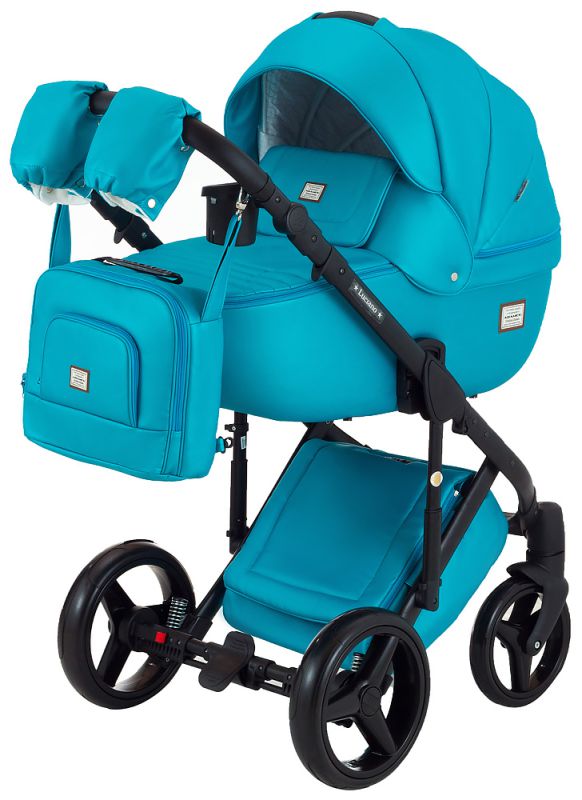 Коляска 2 в 1 Adamex Luciano шкіра 100% Q119 морська хвиля