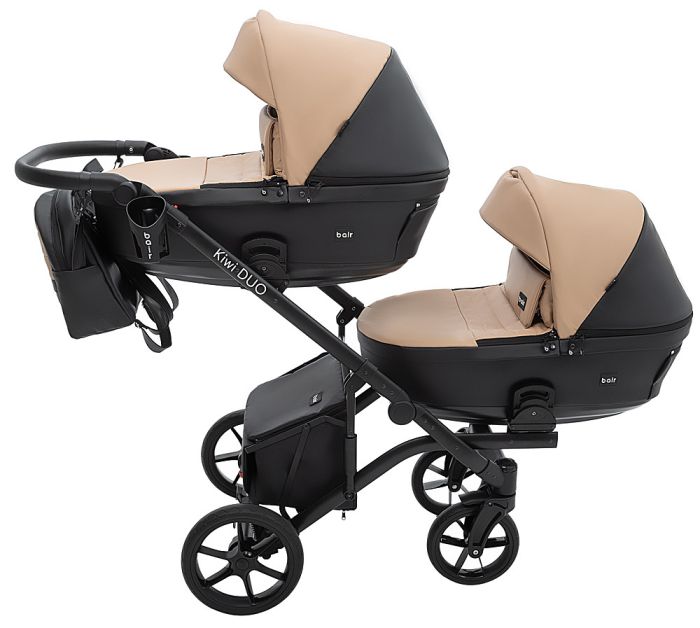 Коляска 2 в 1 для двойни Bair Kiwi DUO ECO BKD-18/15 капучино / черный