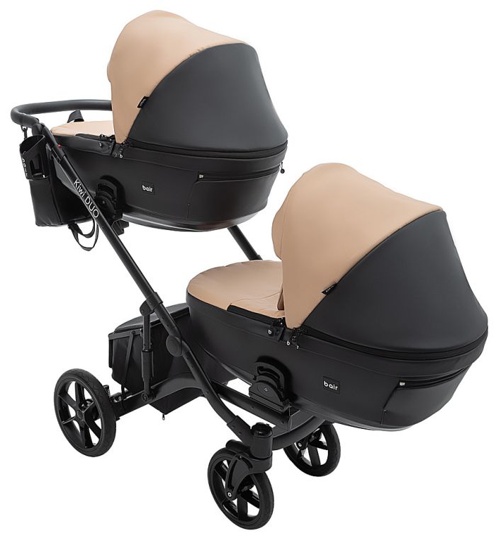 Коляска 2 в 1 для двійні Bair Kiwi DUO ECO BKD-18/15 капучино / чорний