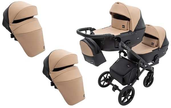 Коляска 2 в 1 для двійні Bair Kiwi DUO ECO BKD-18/15 капучино / чорний Коляска 2 в 1 для двійні Bair Kiwi DUO ECO BKD-18/15 капучино / чорний