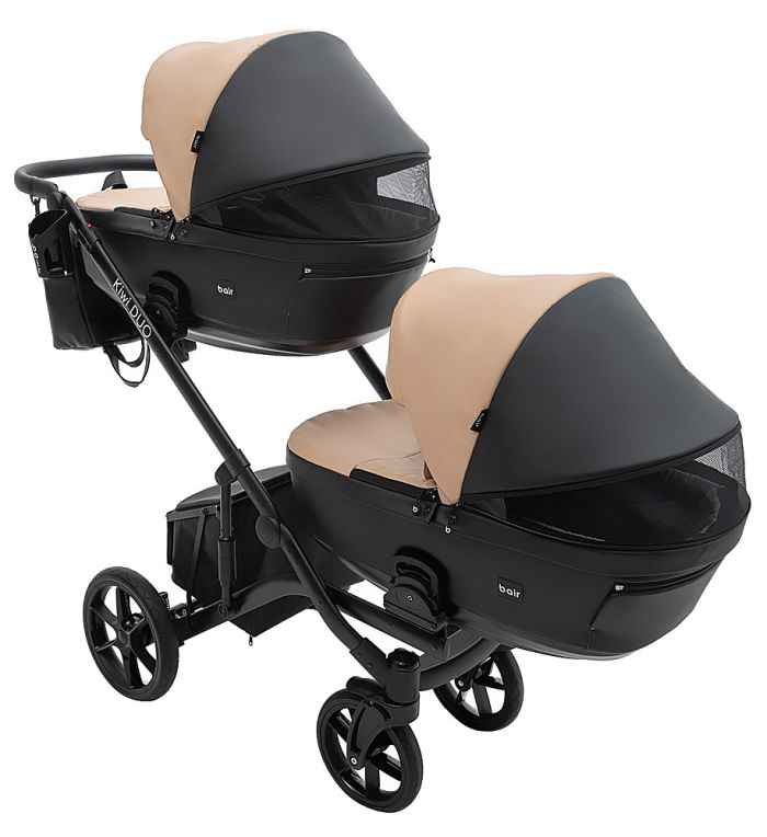 Коляска 2 в 1 для двойни Bair Kiwi DUO ECO BKD-18/15 капучино / черный