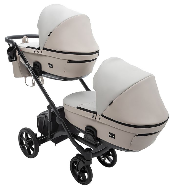 Коляска 2 в 1 для двойни Bair Kiwi DUO ECO BKD-32/33 бежевый / капучино