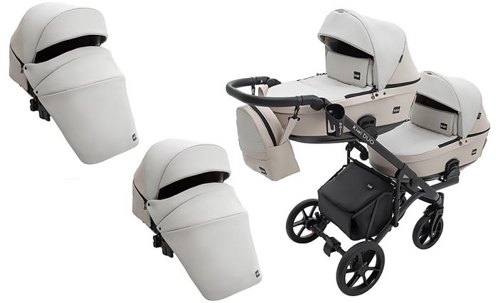 Коляска 2 в 1 для двойни Bair Kiwi DUO ECO BKD-32/33 бежевый / капучино