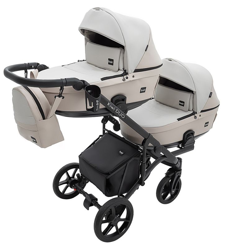 Коляска 2 в 1 для двойни Bair Kiwi DUO ECO BKD-32/33 бежевый / капучино
