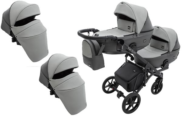 Коляска 2 в 1 для двійні Bair Kiwi DUO ECO BKD-21/15 сірий / графіт Коляска 2 в 1 для двійні Bair Kiwi DUO ECO BKD-21/15 сірий / графіт
