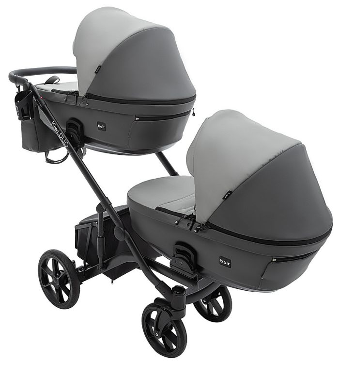 Коляска 2 в 1 для двійні Bair Kiwi DUO ECO BKD-21/15 сірий / графіт