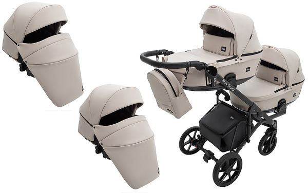 Коляска 2 в 1 для двійні Bair Kiwi DUO Soft BKD-33 капучино Коляска 2 в 1 для двійні Bair Kiwi DUO Soft BKD-33 капучино