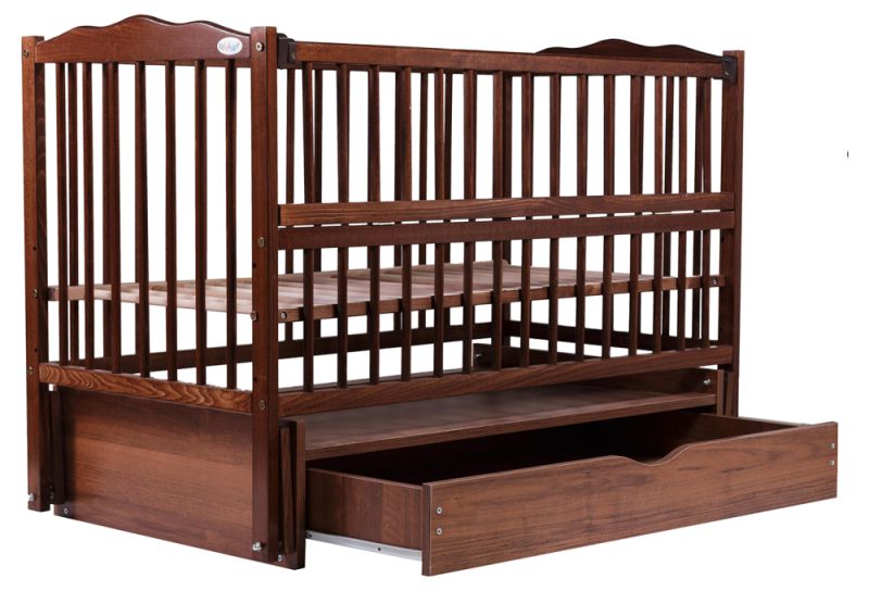 Кровать Babyroom Радуга маятник, ящик, откидной бок DVMYO-3  бук орех