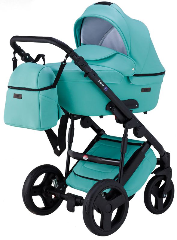 Коляска 2 в 1 Bair Leo шкіра 100% GN-333 яскрава м'ята