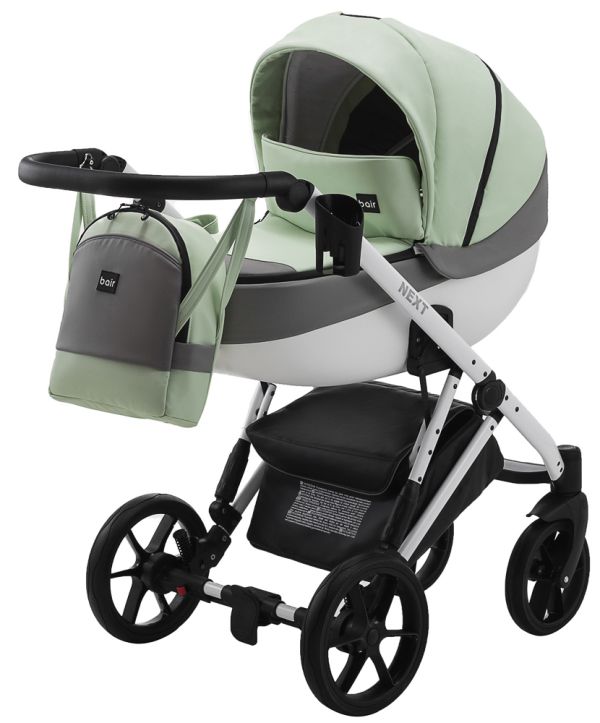 Коляска 2 в 1 Bair Next White шкіра 100% 67 м'ятний