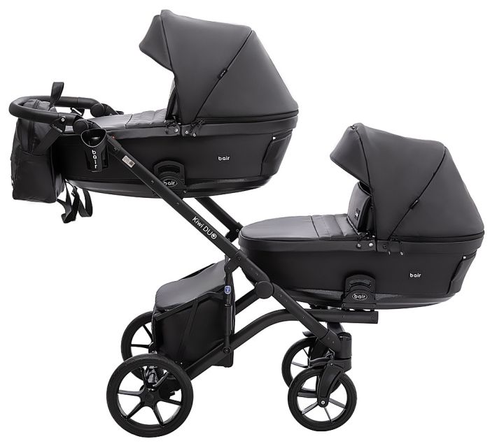 Коляска 2 в 1 для двойни Bair Kiwi DUO ECO BKD-15 черный